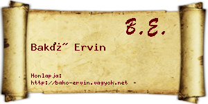 Bakó Ervin névjegykártya